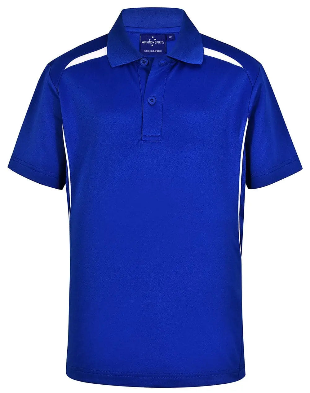 Winning Spirit Kid's Sustainable Poly/Cotton Polo Shirt PS93K Casual Wear Winning Spirit Electric Blue/Whtie 4K